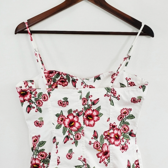 Hawaiian H&M White Denim Floral Fitted Mini Dress - Picture 6 of 9